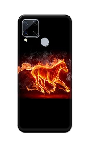 Image of PRINTFIDAA Printed Hard Back Cover Case for Realme C15 | Realme C12 | Realme Narzo 20 | Narzo 30A | Realme C25 | C25s Back Cover (Fiery Horse) -112