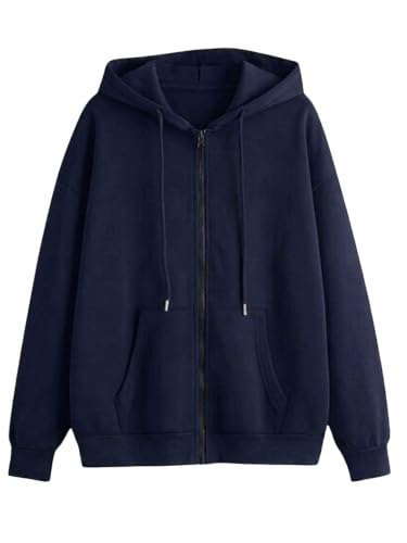 Image of Women's Fleece Fabric Zipper Hooded Jacket Loose Fit /Oversized, Drawstring | Plus Size Also Available