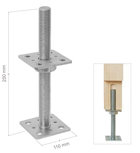 ADGO Vierkante Basisplaat Verstelbaar met een Schroef 110 x 110 mm, Ankerhouder voor Schroefstang, Bevestiging van Het… - Image 4
