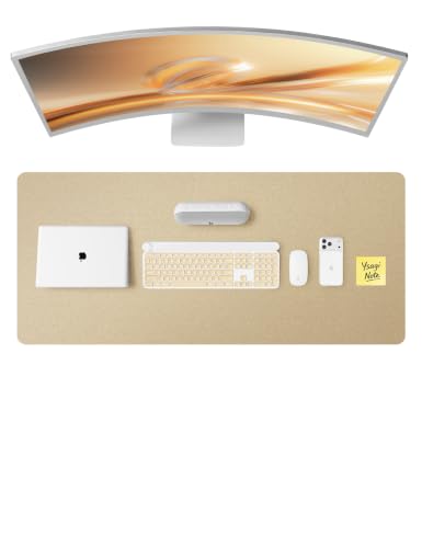 Image of YSAGi Leather Desk Pad Protector, Office Desk Mat, Large Mouse Pad, Non-Slip PU Leather Desk Blotter, Laptop Desk Pad, Waterproof Desk Writing Pad for Office and Home (Gold,47 inch x 17 inch)