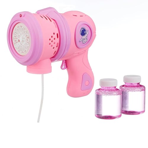 Image of Niku Bubble Gun Maker Toys for Kids Girls Boys | Leak-Proof Bubble Machine Automatic Space Theme | 2 Bubble Solution | Best Birthday Gift - Pink Color