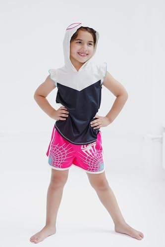 Image of Marvel Spider-Man Girls Cosplay Tank Top and French Terry Dolphin Shorts Outfit Set Toddler to Big Kid Sizes (2T - 14-16)