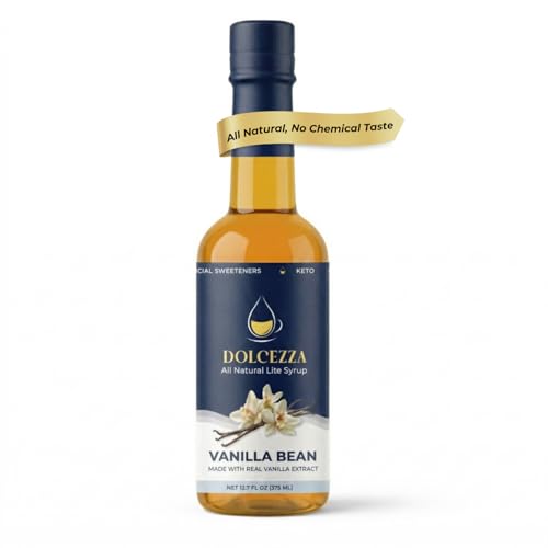 Dolcezza Allulose Syrups, All Natural Low Sugar Sweetener for Coffee, Baking, and Drinks. Keto Friendly Monkfruit Blend. No Stevia or Artificial Sweeteners, No Aftertaste. (12 fl oz, Vanilla)