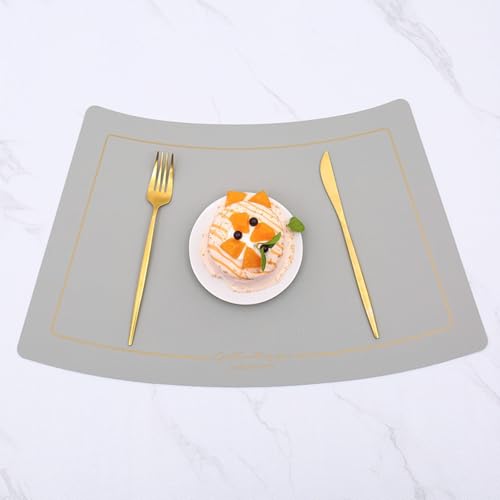 Set de table cuisine antidérapant Beydodo 51x29.5 cm, lot de 10 napperons en cuir gris étanches - 2