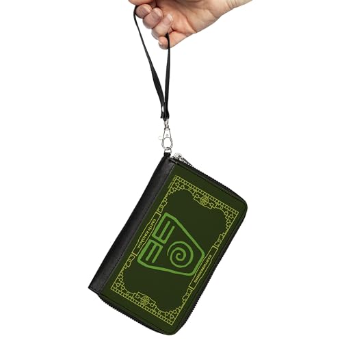 Buckle-Down Nickelodeon Wallet, Zip Around, Avatar the Last Airbender Earthbending Earth Kingdom Greens, Vegan Leather2