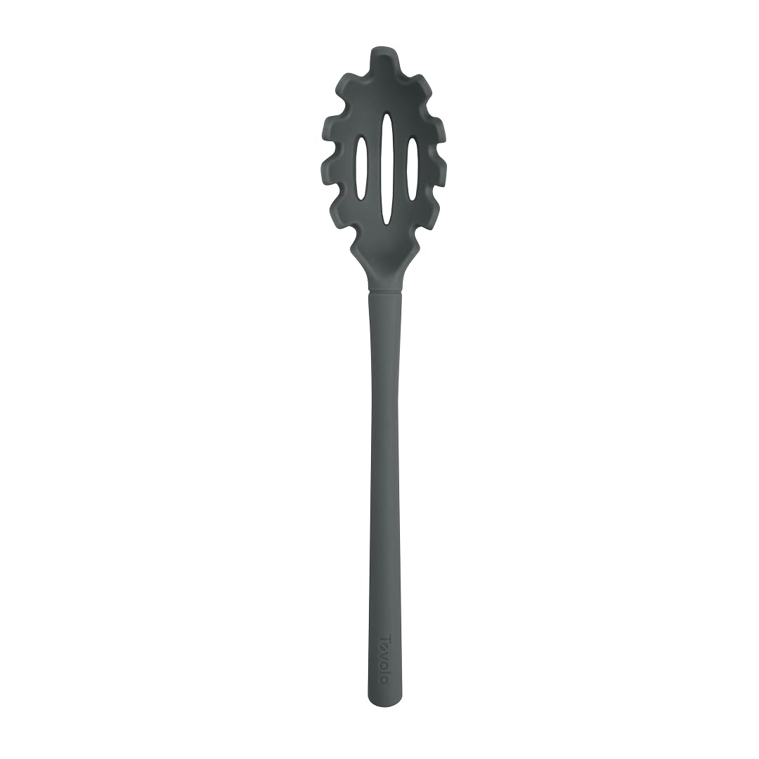 Tovolo Pasta Claw Spaghetti Spoon Scoop Charcoal Gray Silicone Pasta Spoon with Teeth, BPA Free Silicone Pasta Fork for Serving Spaghetti Linguine and Noodles, Heat Safe Pasta Serving Spoon