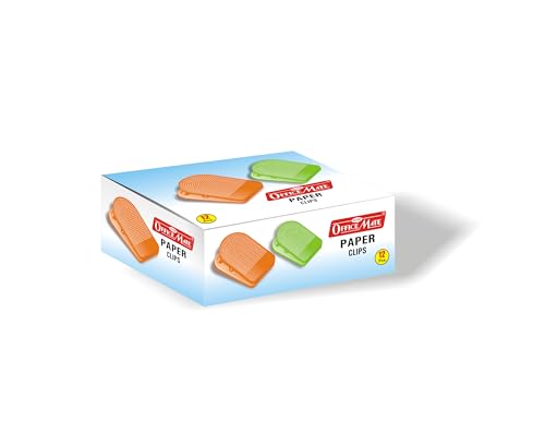 Image of Soni Officemate Paper Clips | Pack of 12 | 5.6 cm x 3.4 cm | Durable & Reusable | Bookmark Clips for Books, Page Holder Clips for Reading, Paper Bookmark Clip for Students, Office & School Use