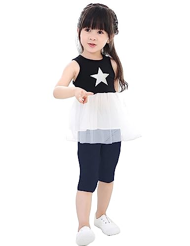 Kiench Girls Capri Leggings Summer Pants for School Basic Solid Color