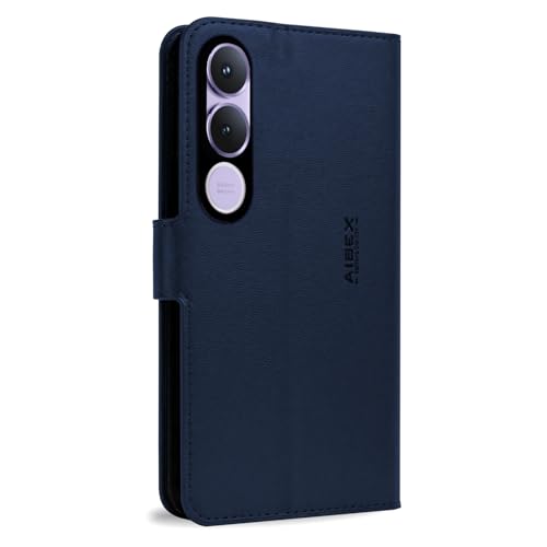 Image of AIBEX Compatible for Vivo V70Fe 5G Flip Cover Leather Finish | Inside TPU with Card Pockets | Wallet Stand | Complete Protection Flip Case Blue