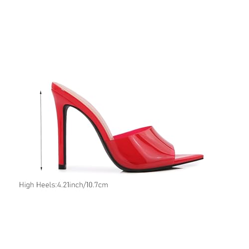 Image of Women Clear Pointed Toe Sandals Stiletto Heels Transparent Strap High Heels Slip on Mules for Women