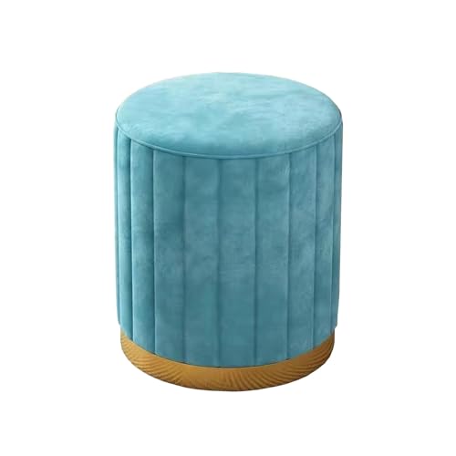 Elegante taburete redondo tapizado con base de metal, taburete bajo de maquillaje para tocadores y pianos, diseño elegante, ideal para decoración del hogar (color: E)