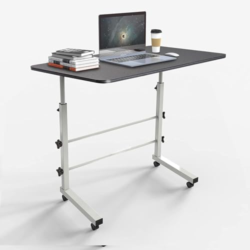 Image of Multi-Purpose Sofa Side Height-Adjustable Laptop Table with Docking for Tablet, Study Table, Portable, Ideal for Work from Home, DIY Table, Easy to Assemble (DH-Black White)