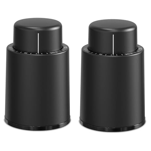 La mejor selección de Bombas para el vino comprados en linea. 47 Tapón de Botella y Bomba de Ahorro de Vino al Vacío - Conservador de Sellador Que Mantiene el Vino Fresco - Plástico Negro (2 Piezas)