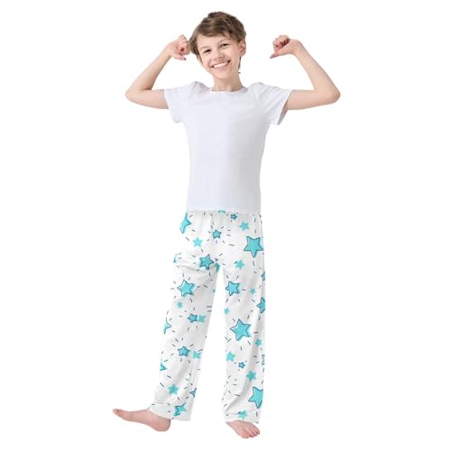 Boys' Pants Doodle Blue Stars Shining Rays White Long Bottoms Jogger Pants Elastic Waist Trousers with Pockets S-XL2