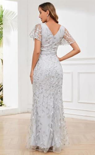 Sequin Lace Mother of The Bride Dresses for Women Mermaid Elegant Formal Evening Gowns with Sleeves2