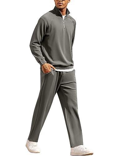 COOFANDY Men's Tracksuit 2 Piece Relaxed Fit Half-zip Sweatsuits Athletic Running Jogging Suit Sets