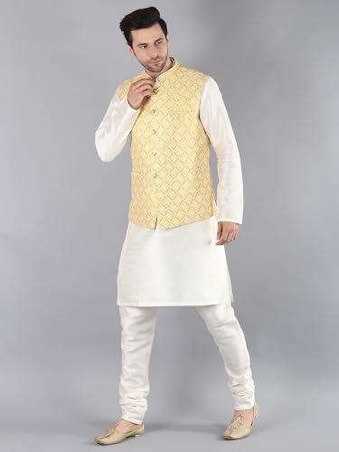 Image of Uri and MacKenzie Men's Silk Blend Kurta Pajama with Designer Ethnic Nehru Jacket /Modi Jacket