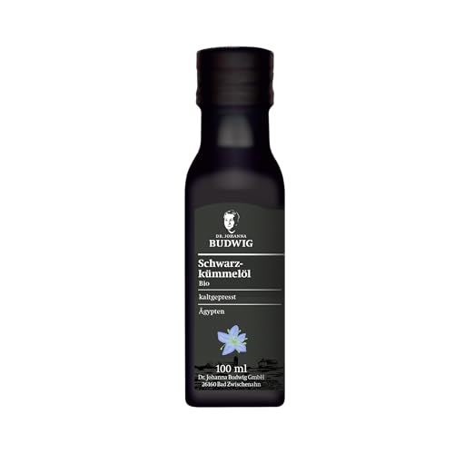Dr. Budwig Premium Bio Schwarzkümmelöl gefiltert (100ml) - nigella sativa - ätherisches Öl aus Ägypten - Vitamin E - 240mg Thymochinon - Linolsäure - kaltgepresst - laborgeprüft - naturrein