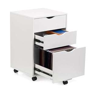 HollyHOME Mobiler Abfüllschrank mit 3 Schubladen, Schreibtisch-Aktenschrank aus Holz auf Rädern Schließfach zum Aufhängen von Dokumenten für die Aufbewahrung im Homeoffice, Weiß