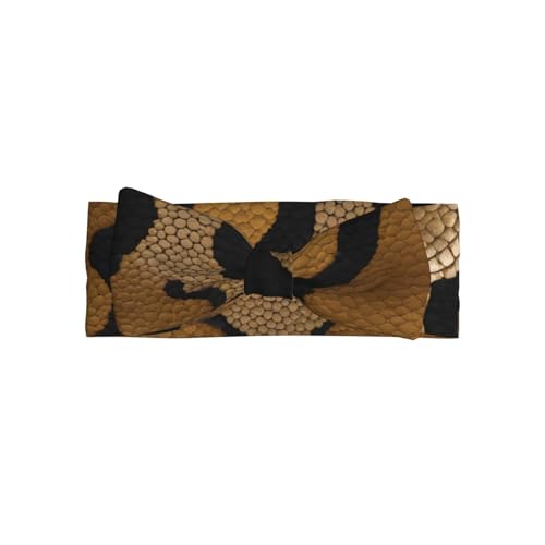 Big Snake Skin Pattern Baby Bow Headband - Super Stretchy Soft Bows Hair Accessories for Newborn Infant Toddlers Kids Girls - Elastic and Skin-Friendly