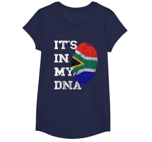 It is in Meiner DNA South Africa South Africa Fingerprint T-Shirt, Girls, Navy Blue, Large