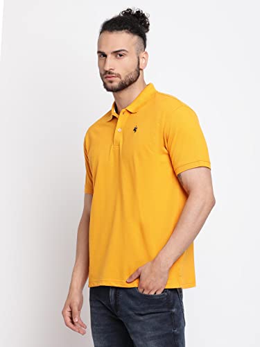 Image of Cantabil Men's Cotton Blend Solid Polo Neck T-Shirt (Regular Fit)
