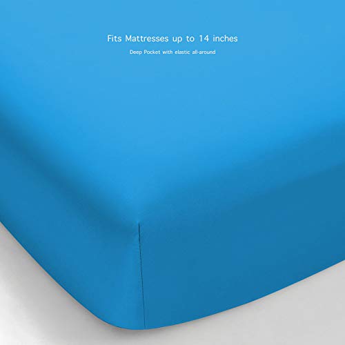 Basic Choice Brushed Microfiber Bed Sheet Set, Blue, Queen, 4 Pieces #TOP4