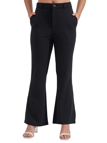Image of Tokyo Talkies Women's Stretchable Bootcut Pants | High Rise Flared Trousers |Travel & Formal Wear|Workwear Trousers