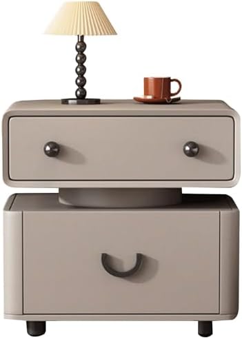 Stylish Black Nightstand with Double Drawers - Floorstanding Bedside Table, Sofa End Table, Accent Table with Storage for Home, Perfect for Bedroom & Living Room (50cm)