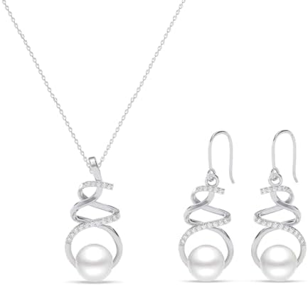 Clara 925 Silver Morsal Real Pearl Pendant Earrings Chain Necklace Women