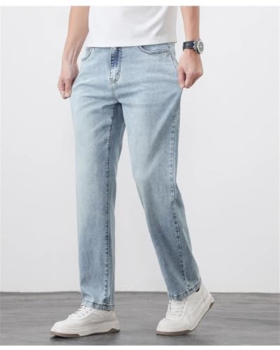 Men's Summer Thin Jeans Years Light Washed Retro Straight Trousers3