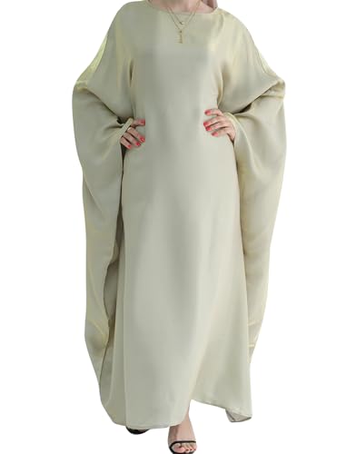Image of Dubai Bat Sleeve Dress Shiny Robe for Women Muslim 1pc Abaya Eid Prayer Clothes Soft Dubai Travel Party Dress Maxi Abaya