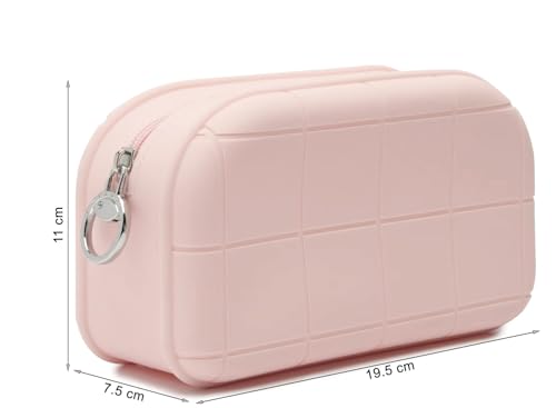 Image of INOVERA (LABEL) Makeup Organizer Pouch for Women, Girls - Silicone Travel Cosmetic Pouches - Cosmetics Make up Brushes Holder Bag (Rose Gold)