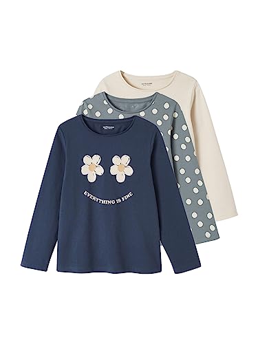 Vertbaudet 3er-Pack Mädchen Shirts Basic Marine 128