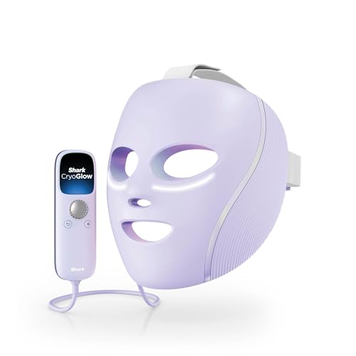 Shark CryoGlow LED maska, maska ​​za svjetlosnu terapiju, hlađenje područja oko očiju, protiv starenja, pročišćavanje kože, crvena/plava LED, crvena svjetiljka za lice, USB-C, daljinski upravljač, pokloni za uljepšavanje, hladna ljubičasta FW312EUPL