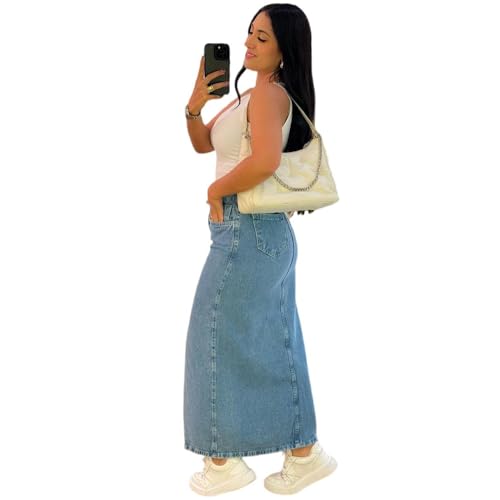 Women's Skirt Y2k Denim Skirt High Waisted Slit Skirt Streetwear Trendy Clothing