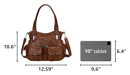 Image of KL928 Women's Shoulder Purse Large Hobo Tote PU Leather Multi-Pocket Bag | Large capacity, water-resistant, easy-clean, adjust strap, fits 10.2 inchipad, pockets, compartments, zipper, shop, travel, daily