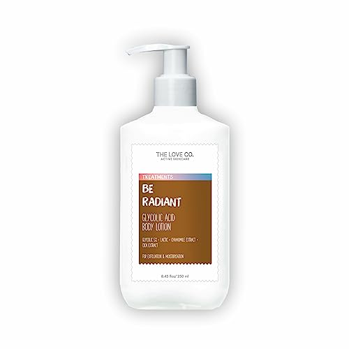 Image of THE LOVE CO. Be Radiant Glycolic Acid Body Lotion 250Ml - Nourishing Formula for Dry Skin - Women & Men - Enhanced with Jojoba Oil, Shea Butter, Vitamin E - Best for Daily Moisturizing (Glycolic Acid)