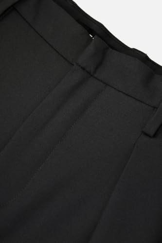 Image of SNITCH Men Casual Trousers | Baggy Fit Wide-Leg Design with Pleated Front & Button Closure | Durable Polyester Blend & Medium-Stretch Fabric for Summer Wear