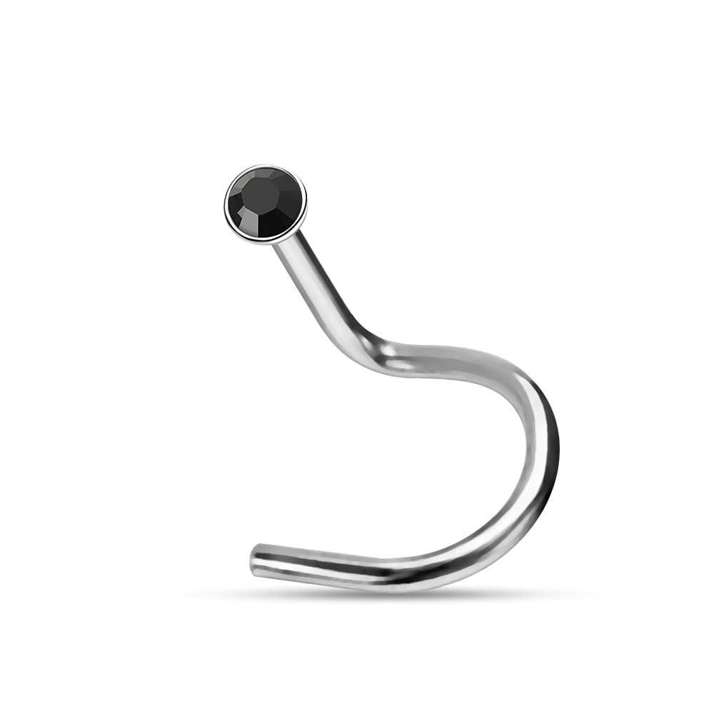 Monster PiercingPiercing para Nariz de Acero quirúrgico 316L con Piedra de Cristal Redonda de Calibre 18