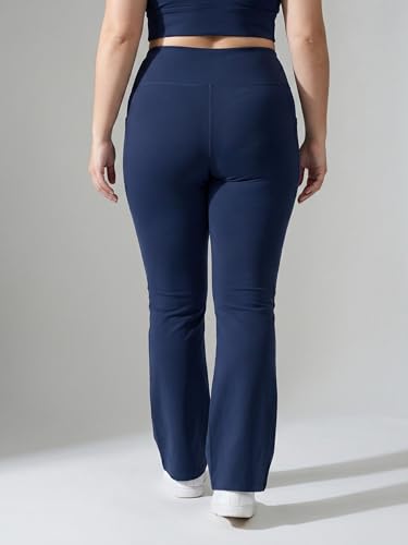 Image of BLINKIN Plus Size Flared Gym Pants for Women - Workout Yoga Pants for Woman - Ultimate Flare Bootcut Track Pants Womens Activewear(M-7XL)