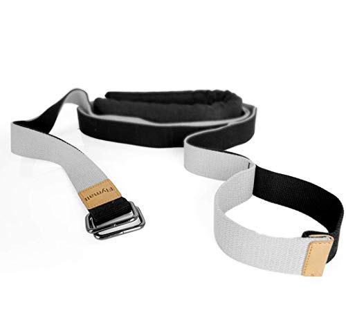 Yoga Strap for Stretching, Leg Stretcher Pilates Equipment for Home Gym, Back Bend Assist Trainer Waist Flexibility Workout Bands for Physical Therapy Ballet Dance Splits Gymnastics (Grey)
