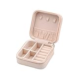 DOOLY Organizador de joyería de cuero de la PU Mostrar joyero de viaje Caja de almacenamiento portátil