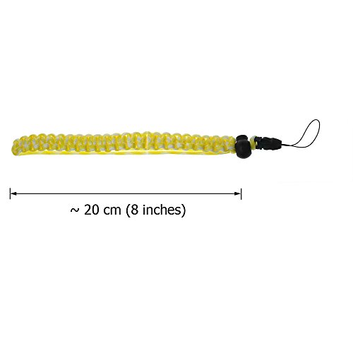 FoRapid Braided 550 Paracord Adjustable Camera Wrist Strap/Bracelet Quick Release Connector fits All Camera Lugs for Mirrorless Compact System DSLR Cameras, Binoculars - Yellow/White