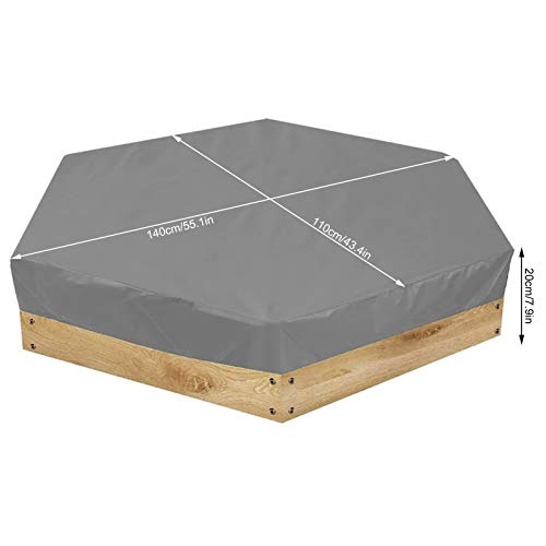 Alvinlite Waterproof Hexagonal Children Sandboxe Sandpit Cover Protector Garden Bathing Pool Sun Shade(Grey) - Image 2