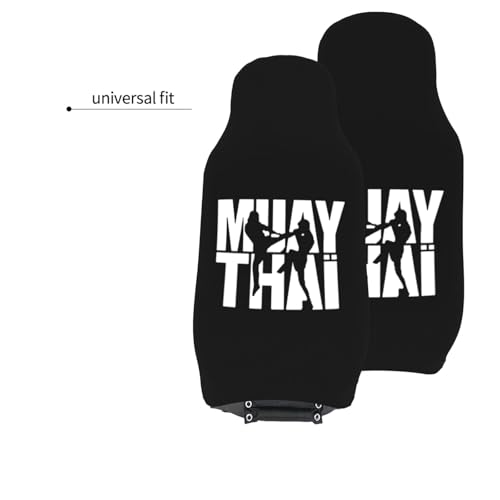 Image of Muay Thai Car Seat Covers 2 Front Seats,Breathable Durable Seat Covers for Cars,Universal Fit for SUV,Vans,sedans, Trucks, Automotive Interior Covers,Black