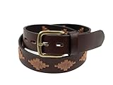 GauchoLife Embroidered Leather Polo Belt – Hand-Stitched Gaucho Style Golf Belt for Men (Brown, 38)