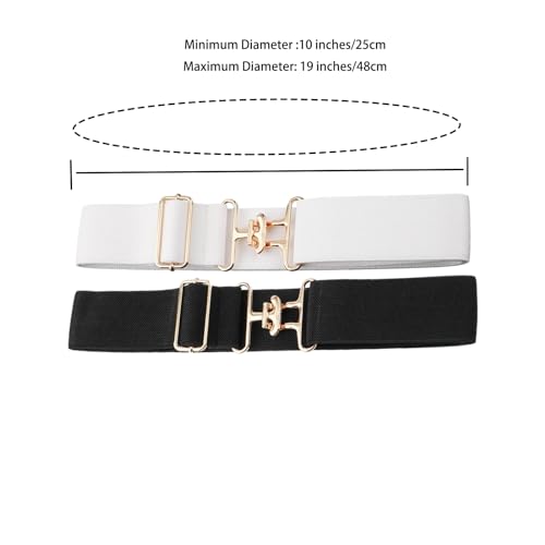 2PCS Elastic Equestrian Belt with Surcingle Buckle, Horses Belt with 1 Unique Equestrian Theme Key Strap, 41inch, Black2