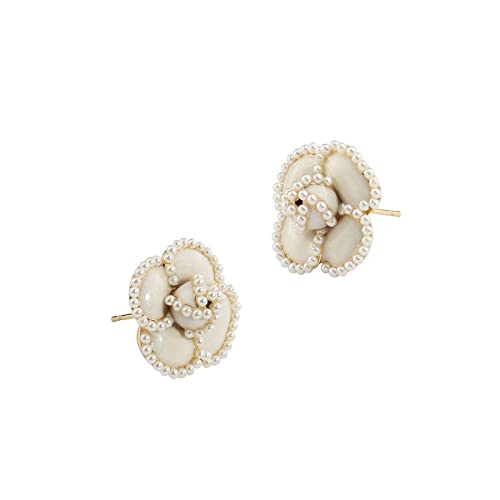 Pendientes de perlas de camelia en plata 925 EKSED de alta gama 3