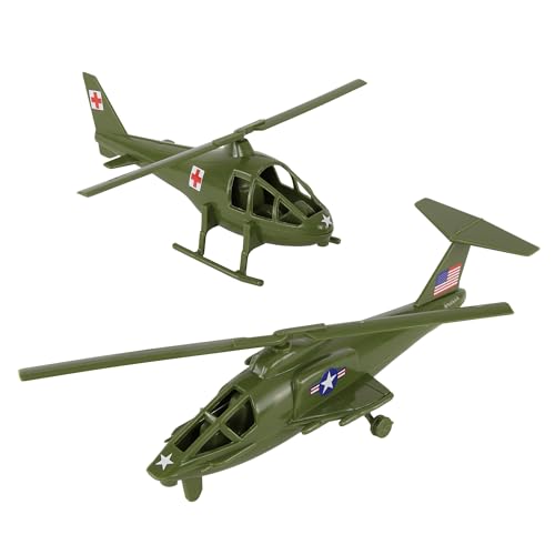 TimMee Air Support Helicopters - 2pc OD Green Plastic Army Men Choppers US Made